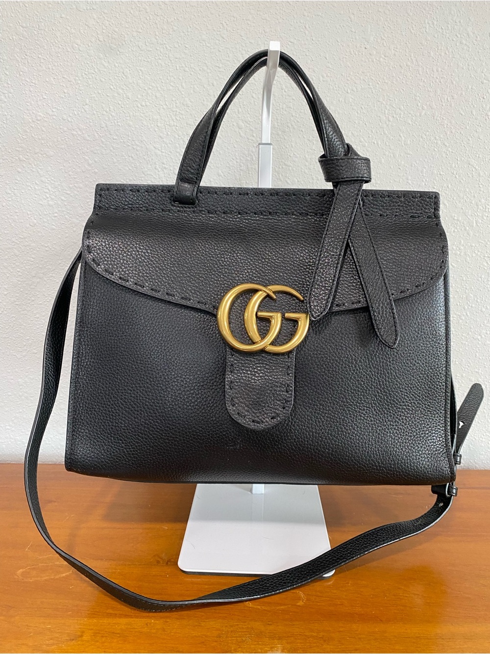 Black Top-Handle Leather Satchel